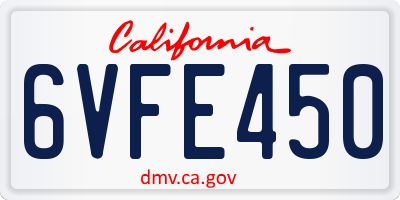 CA license plate 6VFE450