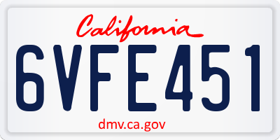 CA license plate 6VFE451