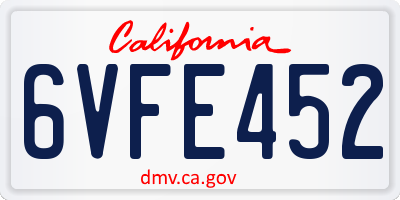 CA license plate 6VFE452