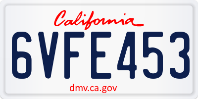 CA license plate 6VFE453