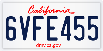 CA license plate 6VFE455