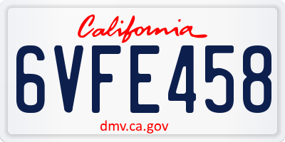 CA license plate 6VFE458