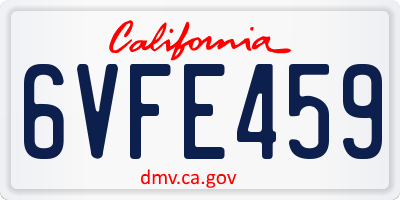 CA license plate 6VFE459