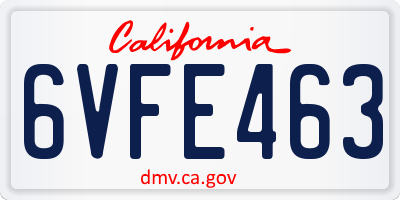 CA license plate 6VFE463