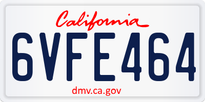 CA license plate 6VFE464