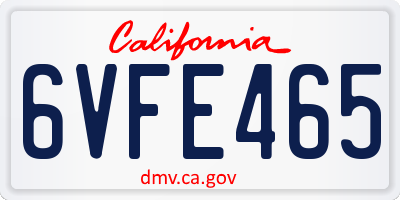 CA license plate 6VFE465