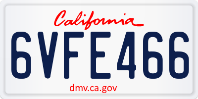 CA license plate 6VFE466