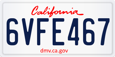 CA license plate 6VFE467