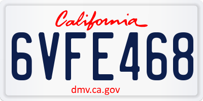 CA license plate 6VFE468