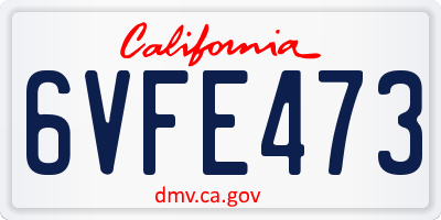 CA license plate 6VFE473