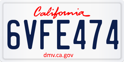 CA license plate 6VFE474