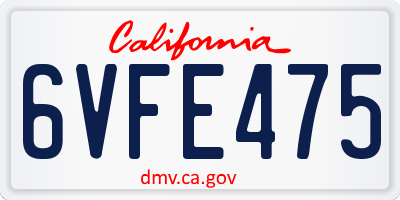 CA license plate 6VFE475
