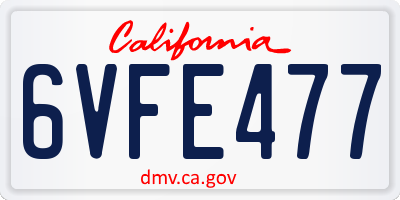 CA license plate 6VFE477