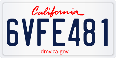 CA license plate 6VFE481