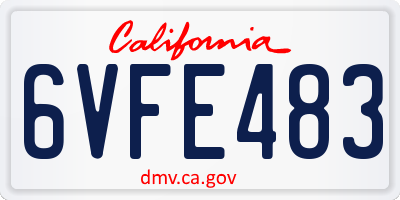 CA license plate 6VFE483