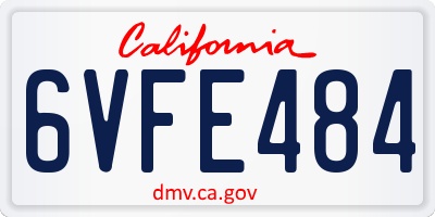 CA license plate 6VFE484