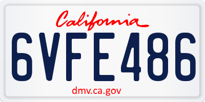 CA license plate 6VFE486