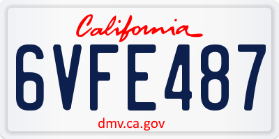 CA license plate 6VFE487