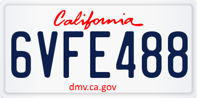 CA license plate 6VFE488