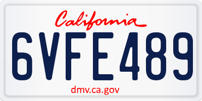 CA license plate 6VFE489