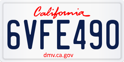 CA license plate 6VFE490