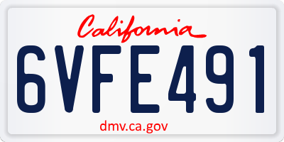 CA license plate 6VFE491