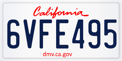 CA license plate 6VFE495
