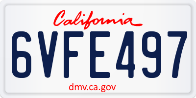 CA license plate 6VFE497