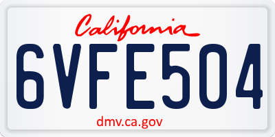 CA license plate 6VFE504