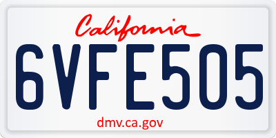 CA license plate 6VFE505