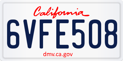 CA license plate 6VFE508