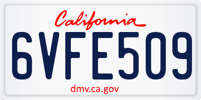 CA license plate 6VFE509