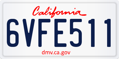 CA license plate 6VFE511