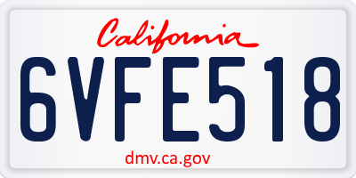 CA license plate 6VFE518