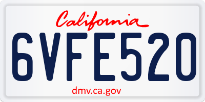 CA license plate 6VFE520