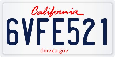 CA license plate 6VFE521