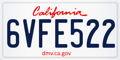 CA license plate 6VFE522