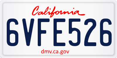 CA license plate 6VFE526