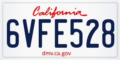 CA license plate 6VFE528
