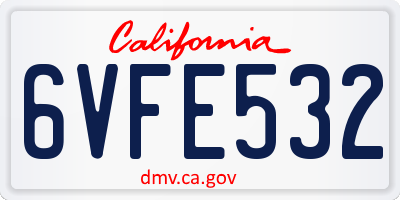 CA license plate 6VFE532