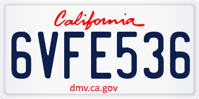 CA license plate 6VFE536