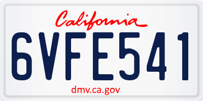 CA license plate 6VFE541