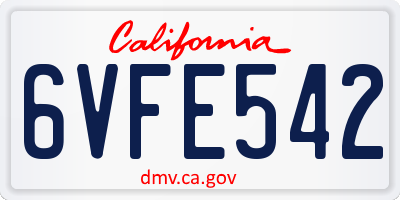 CA license plate 6VFE542