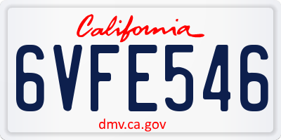 CA license plate 6VFE546