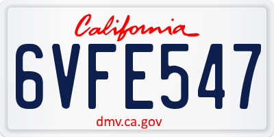CA license plate 6VFE547