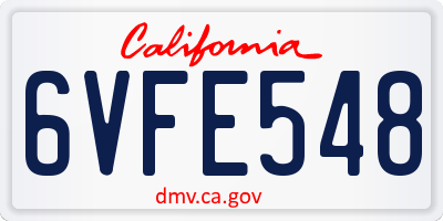 CA license plate 6VFE548
