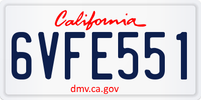 CA license plate 6VFE551