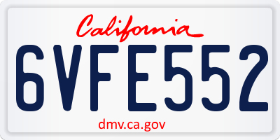 CA license plate 6VFE552