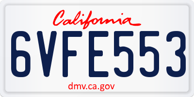 CA license plate 6VFE553