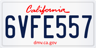 CA license plate 6VFE557